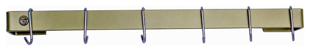 Handcrafted 30" Wall Rack Utensil Bar w 6 Hooks, Brass PC