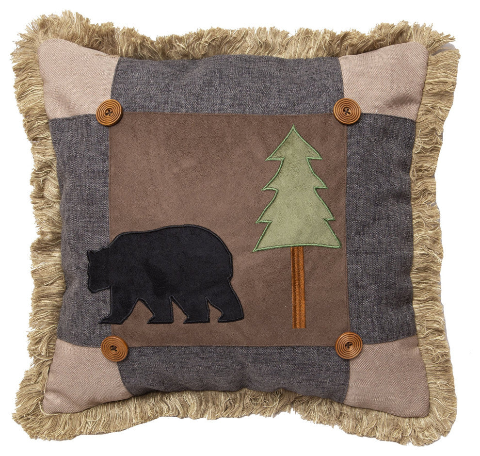 Bear Scrap Rustic Cabin Throw Pillow 18x18