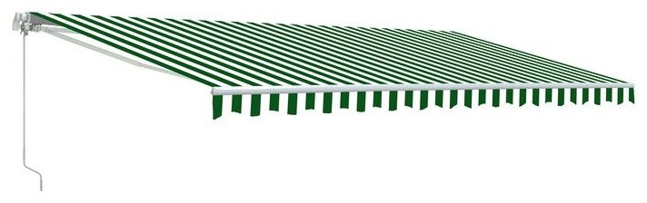 Aleko Retractable Patio Awning, 12'x10', Green/White Stripes