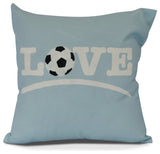 Love Soccer, Word Print Pillow, Light Blue, 18" x 18"