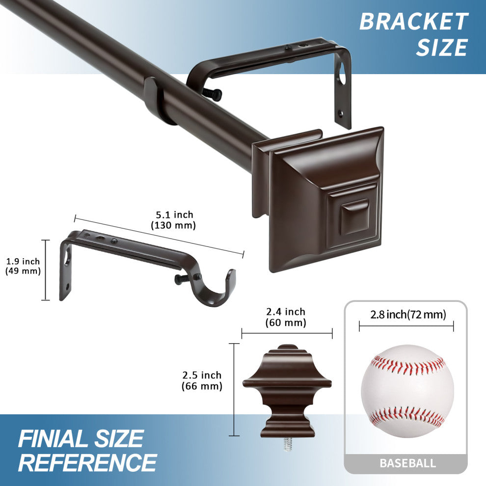 1" Pila Drapery Curtain Rod, Bronze, 84"-120"