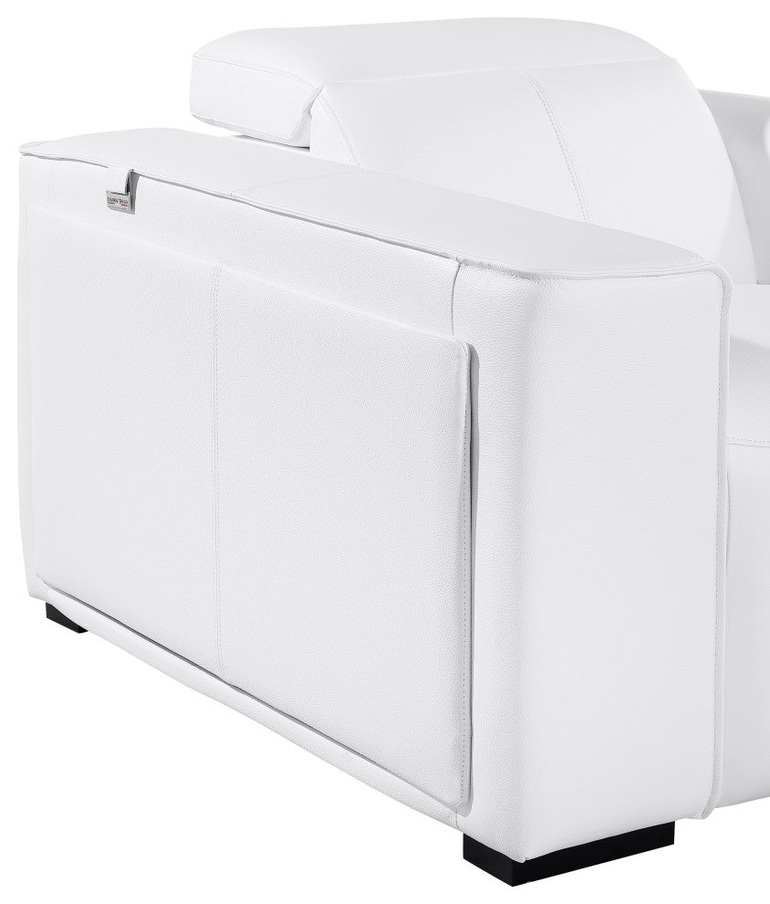 Niccolo Italian Leather 5-Piece L-Shaped Power Reclining Sectional, White