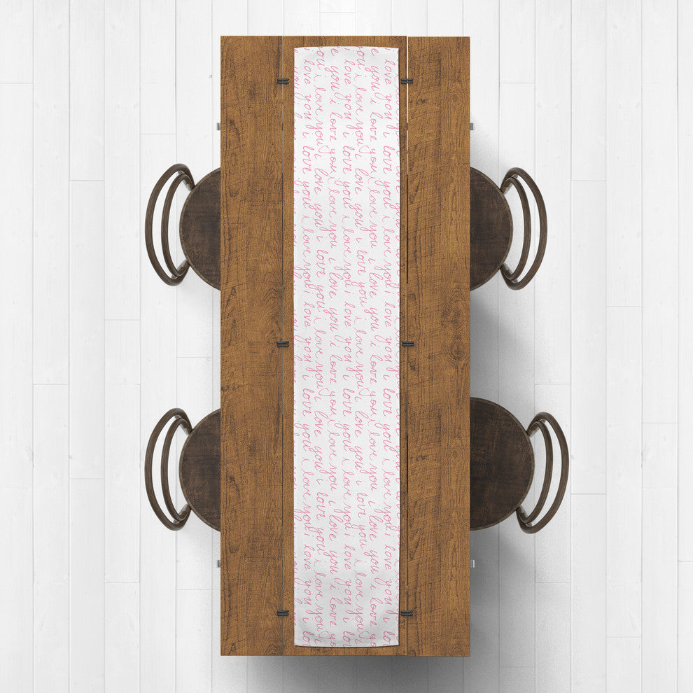 I love You Handwriting 16x72 Cotton Table Runner