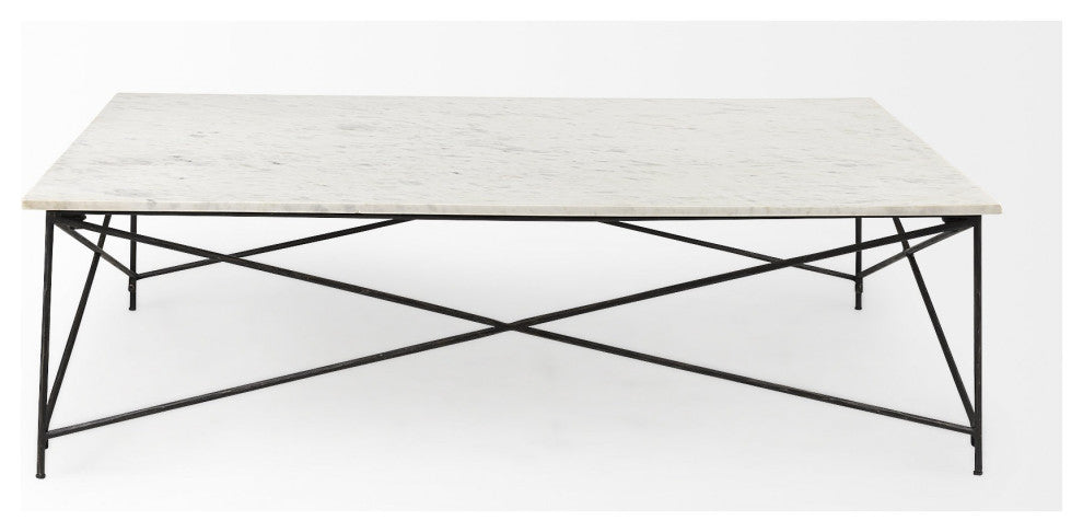 White Marble Criss Cross Base Coffee Table