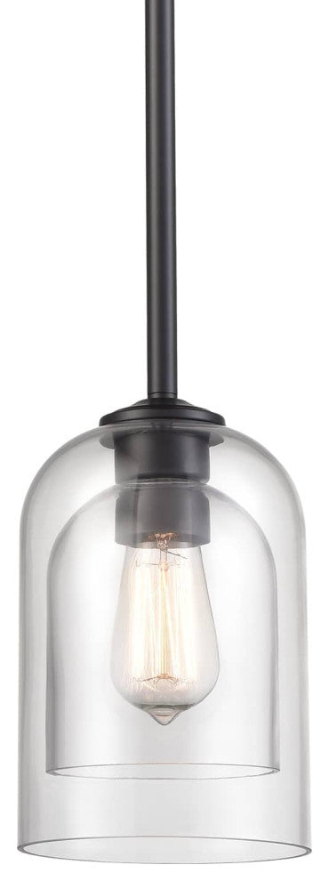 Black Farmhouse Mini Pendant Light with Clear Bell Shades