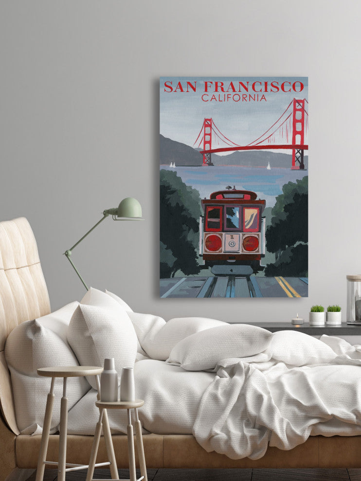 "Iconic San Francisco Cable Car" Painting Print on Wrapped Canvas, 20x30
