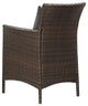 Side Dining Chair Armchair, Set of 4, Rattan, Wicker, Brown Gray, Outdoor