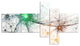Abstract Colorful Fireworks, Abstract Canvas Art Print, 60"x32", 5 panels