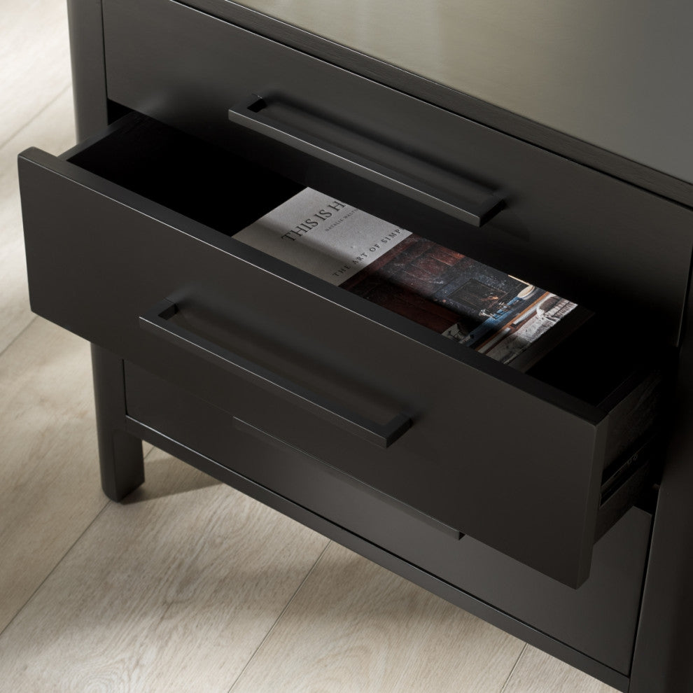 Safavieh Couture Abbiava 3 Drawer Wood Nightstand, Black