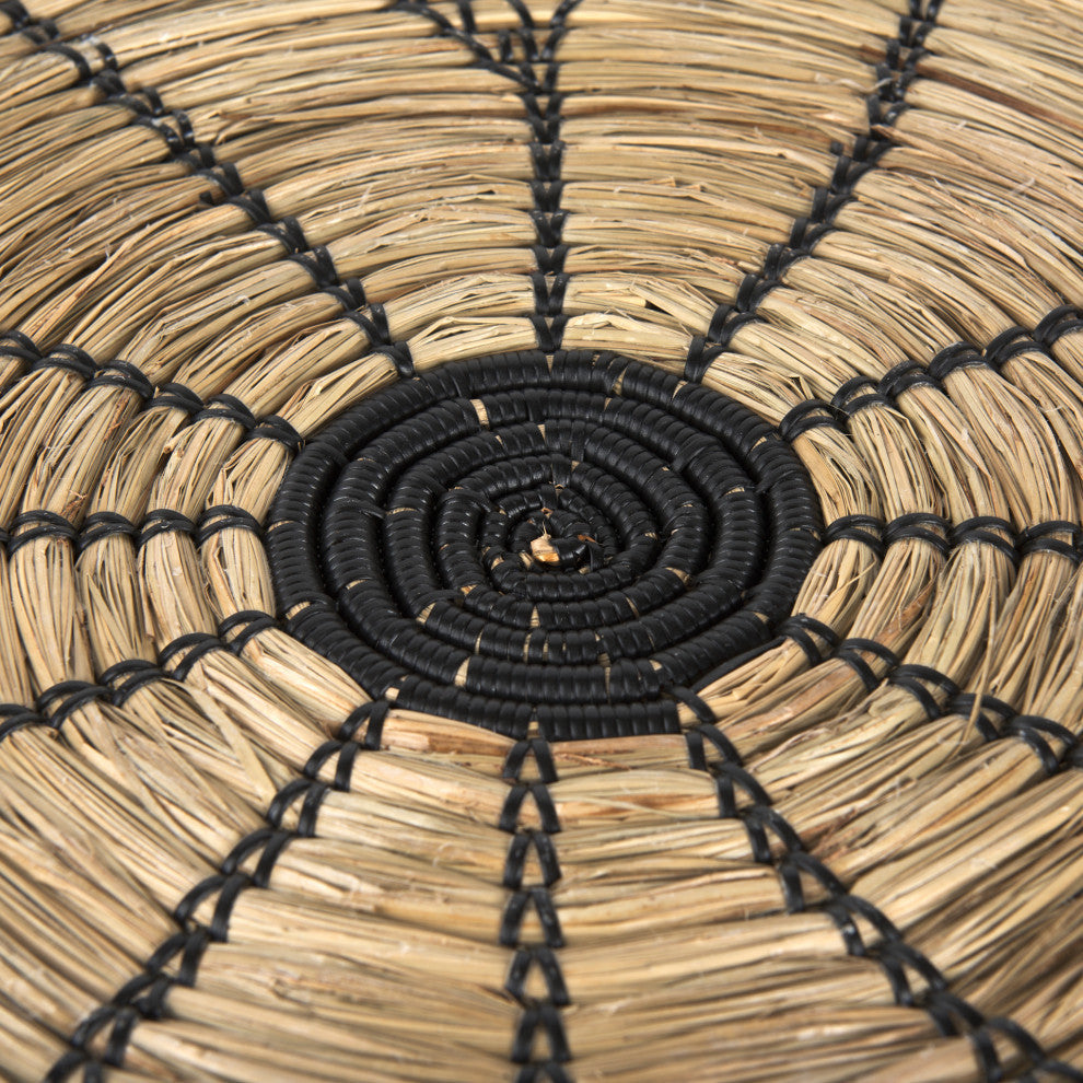Mekhi Light Brown Seagrass With Black String Round Wall Hanging Plate