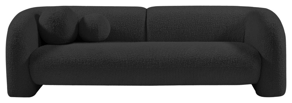 Emory Boucle Fabric Upholstered Upholstered Sofa, Black