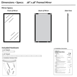 Ellis Framed Wall Mirror, White, 28"x48"