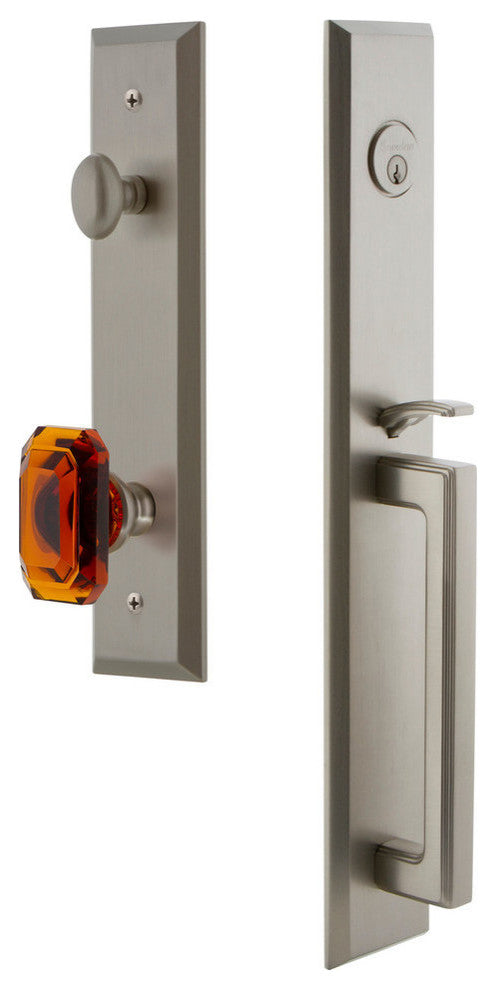 Fifth Avenue 1-Piece Dummy Handleset, D Grip and Baguette Amber Knob, 849257