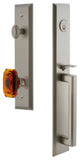 Fifth Avenue 1-Piece Dummy Handleset, D Grip and Baguette Amber Knob, 849257