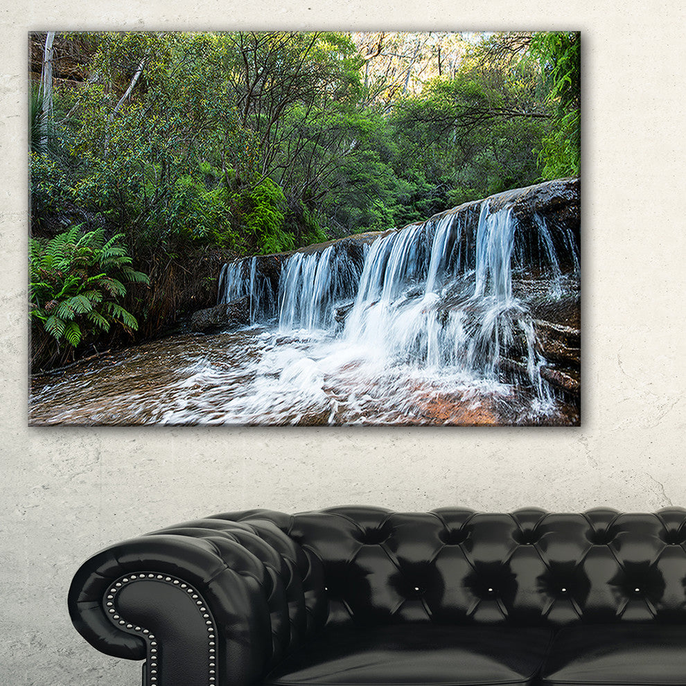 "Beautiful Waterfall in New Australia" Landscape Art Print Canvas, 40"x20"