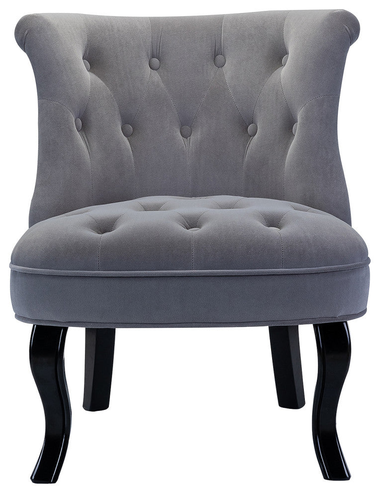 Jane Uphlostered Ottoman Accent Chair, Gray