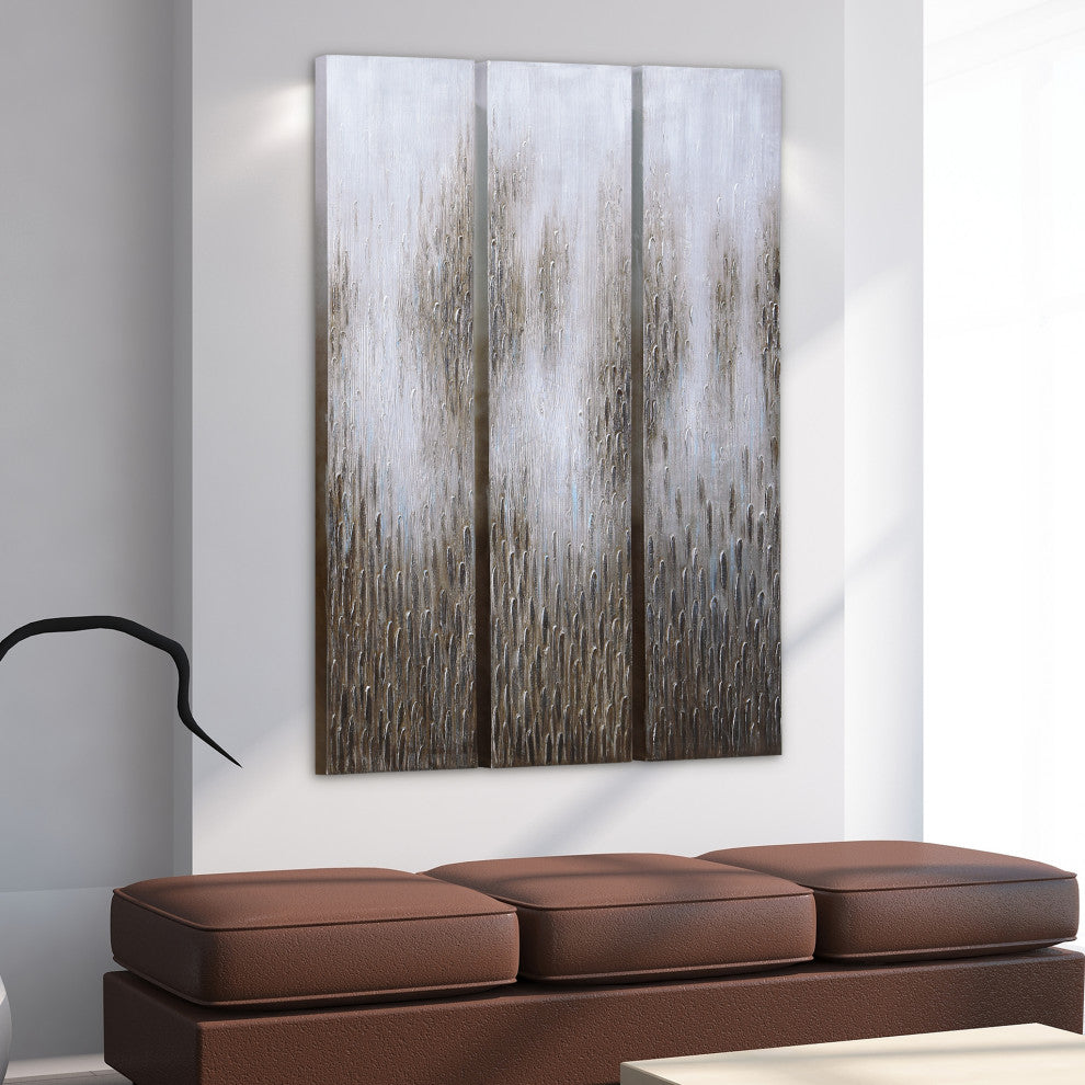 Dreamy Textured Metallic Hand Painted Abstract Wall Art Set of 3