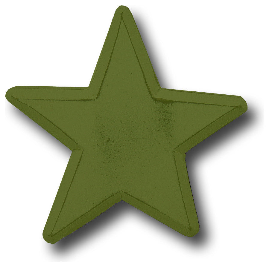 Distressed Star Wooden Drawer Pull, Army Green