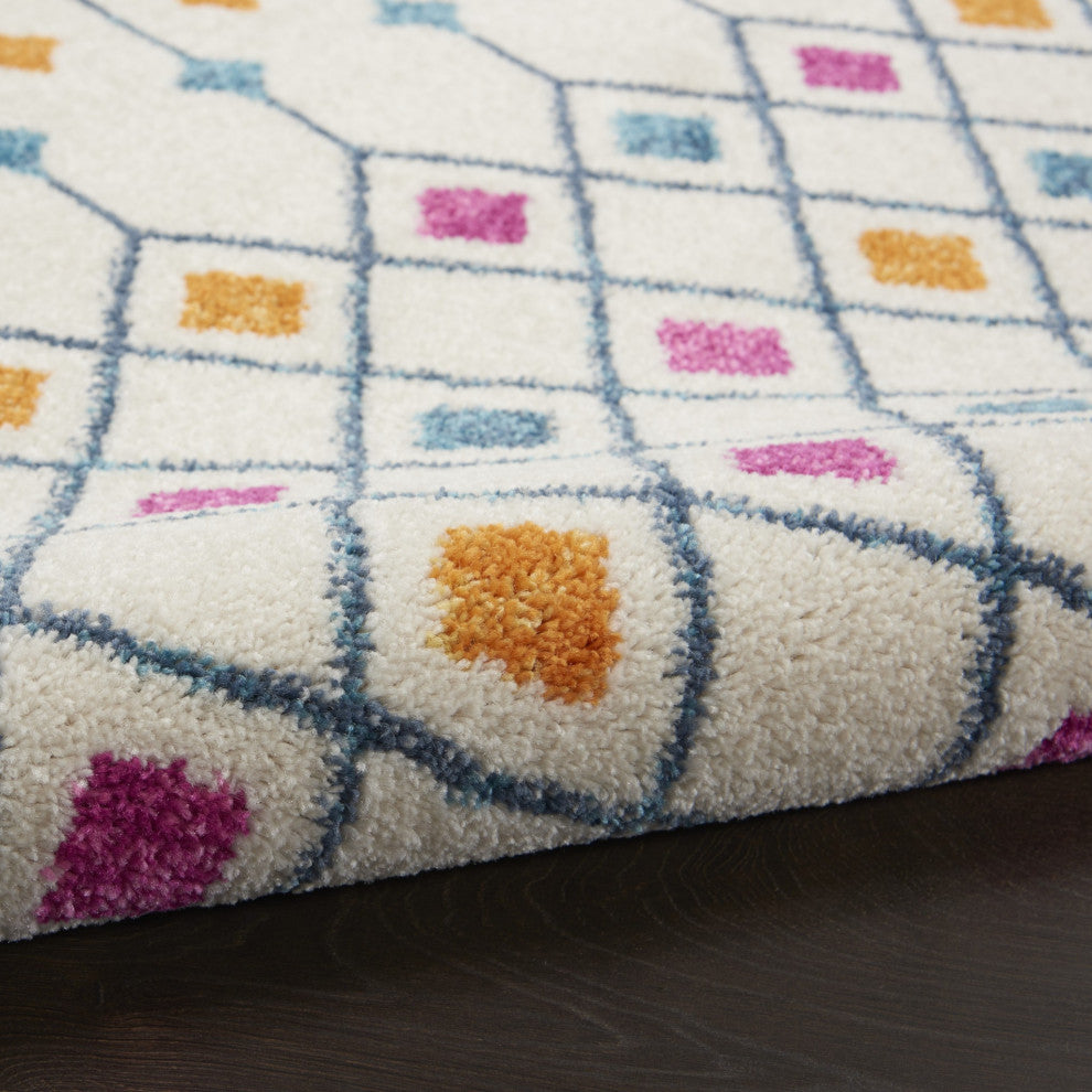 7" x 10" Ivory Jewels Geometric Area Rug
