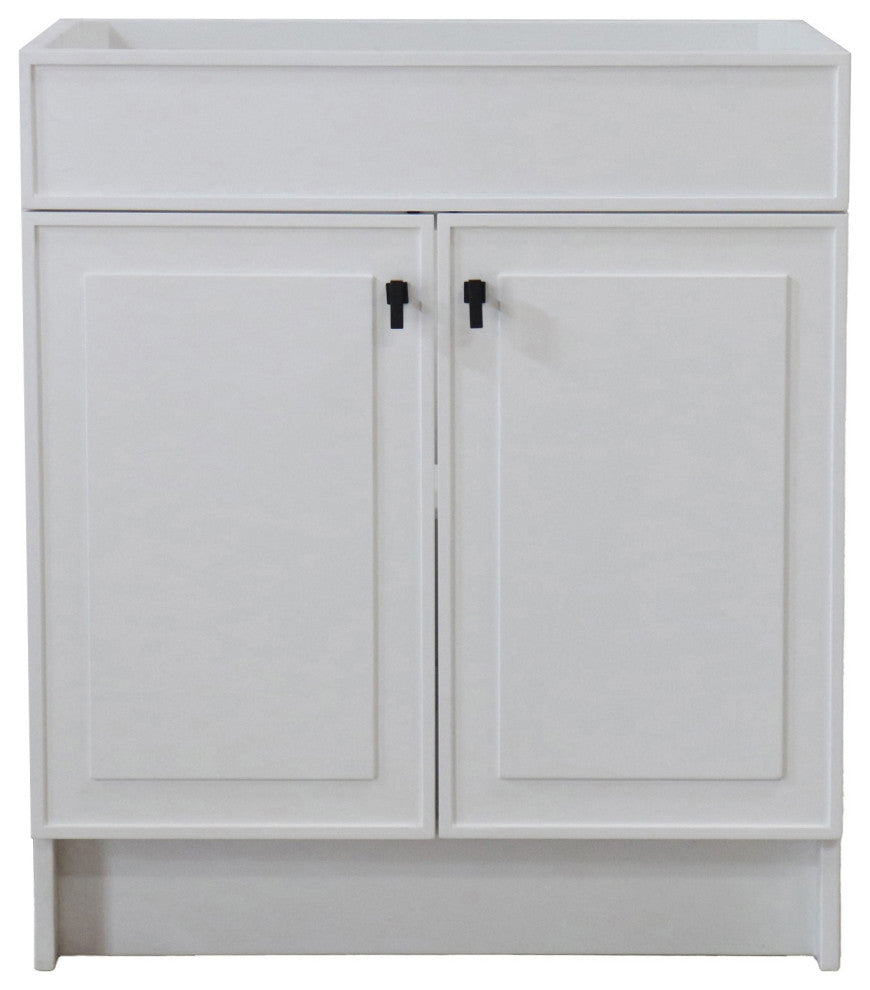 SmartFold 30" Single Sink Vanity Cabinet, White Finish, Black Hardware