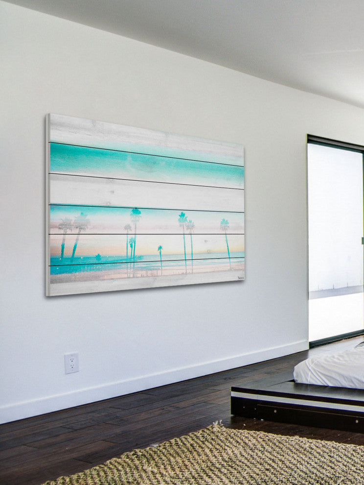 "Hazy Beach" Print on White Wood, 60"x40"