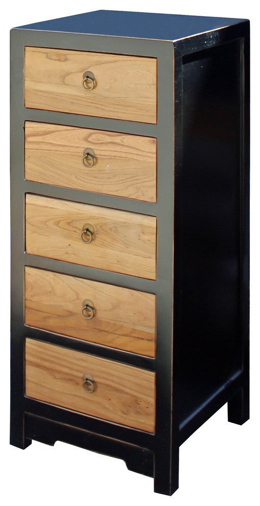Black & Brown Five Drawers Slim Chest of Drawers Cabinet Hcs4184