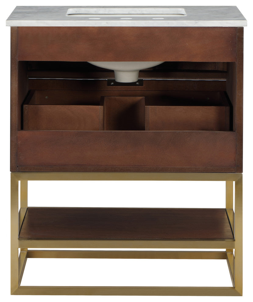 Monad Bathroom Vanity, Walnut, 30" Wide