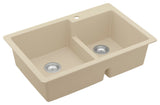 Karran 33" Top Mount Double Bowl 60/40 Quartz Kitchen Sink Kit, Bisque