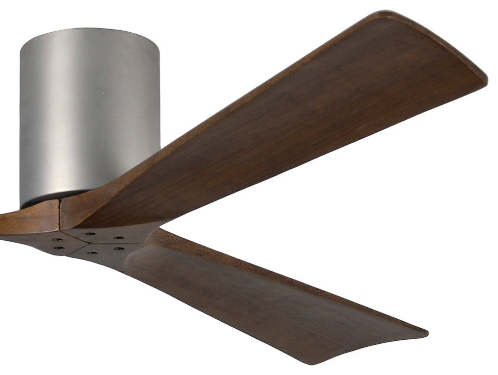 Irene-3 60" Hugger Ceiling Fan, Brushed Nickel With Walnut Blades