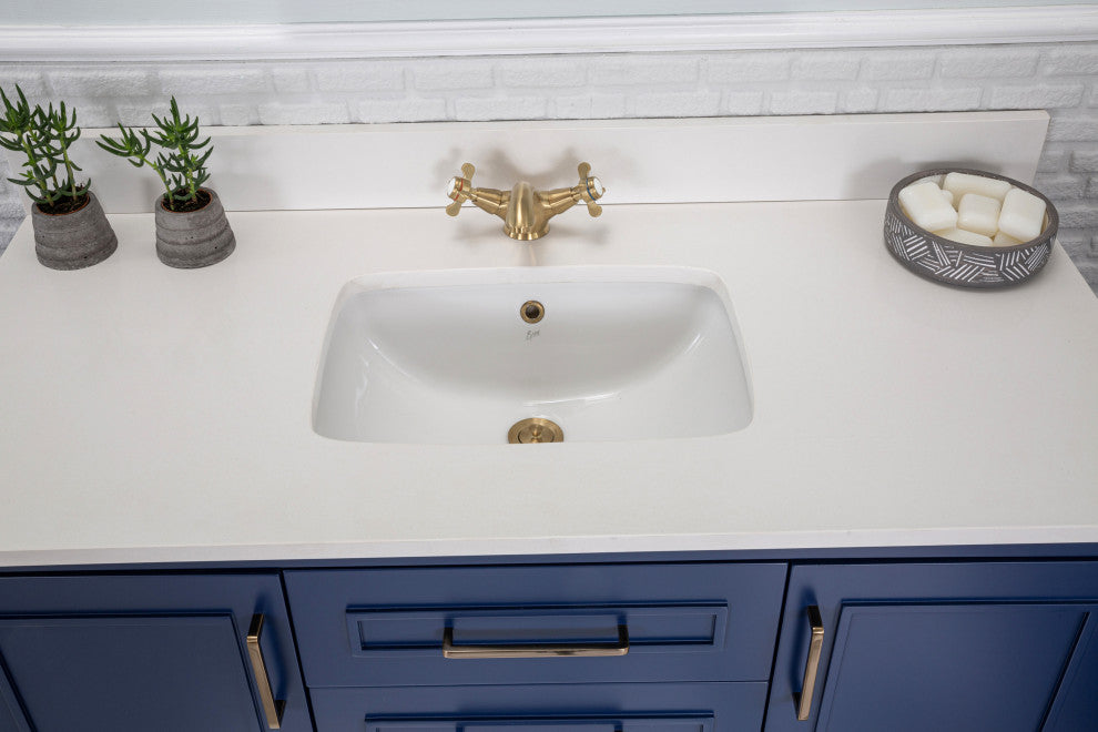 Albia Collection 48" Bathroom Vanity With Sink, Mirror, Countertop, Dark Blue