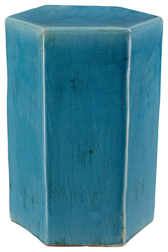 Porto Ceramic Indoor/Outdoor Side Table, Azure, Large