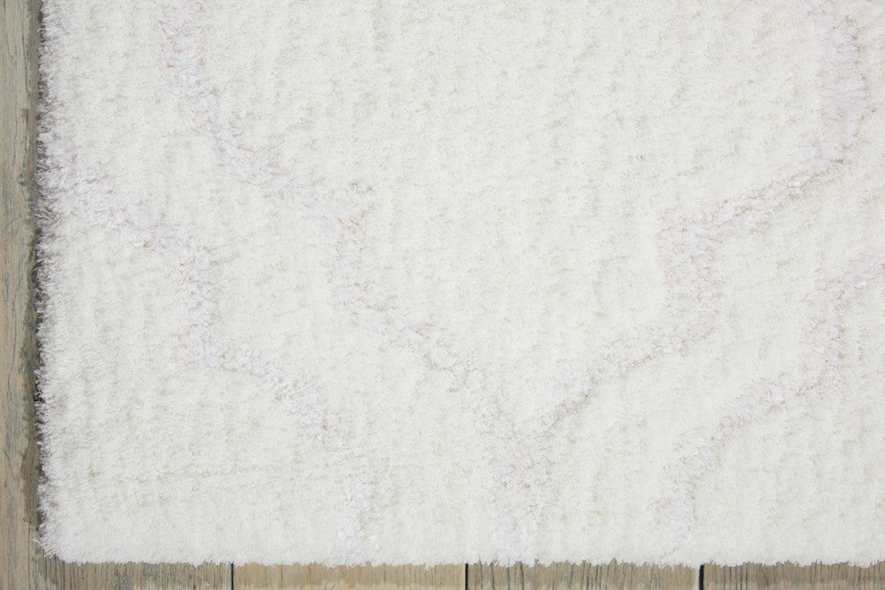 Kathy Ireland Light and Airy White Shag Area Rug By Nourison, 5'x7'