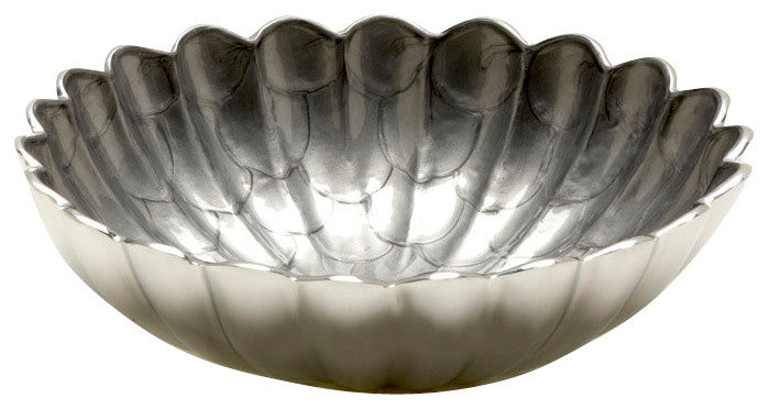 Peony 12" Round Deep Bowl, Platinum
