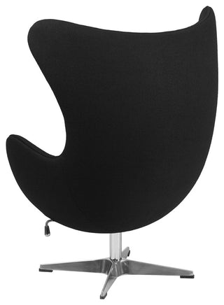 Black Wool Fabric Egg Chair With Tilt-Lock Mechanism