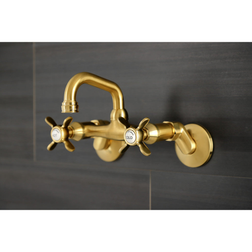 Kingston Brass KS112SB Two-Handle Wall Mount Bar Faucet, Brushed Brass