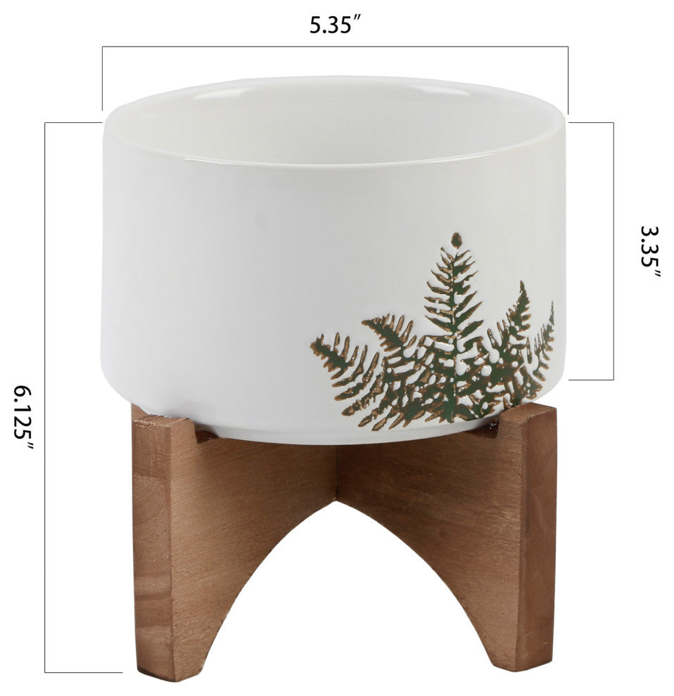 5" Etched Leaf Ceramic On Stand