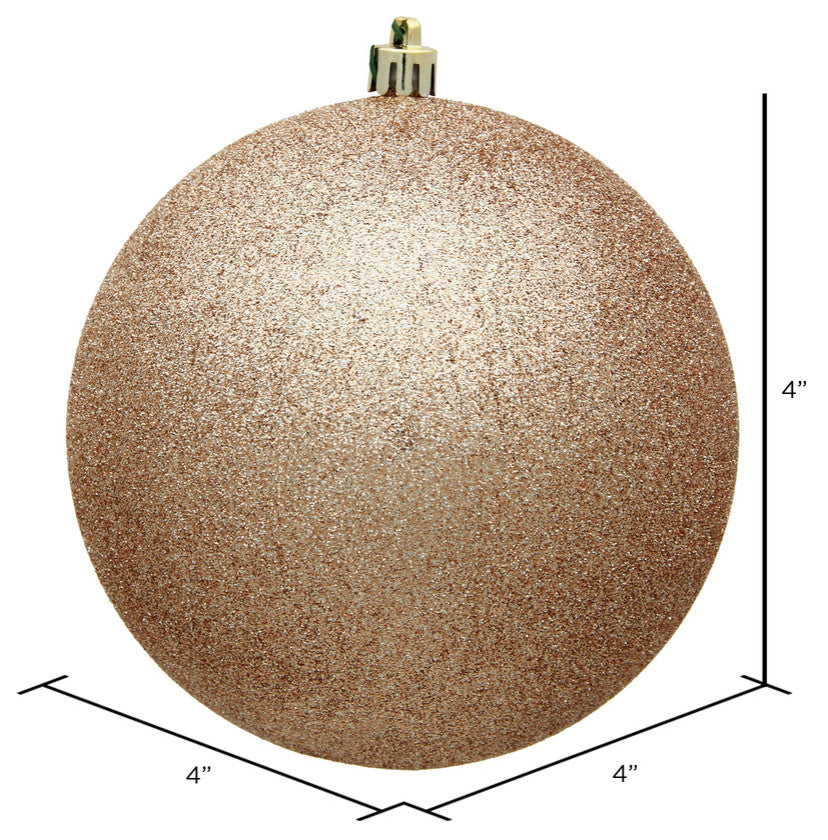 Vickerman N591080Dg 4" Cafe Latte Glitter Ball Ornament, 6 Per Bag