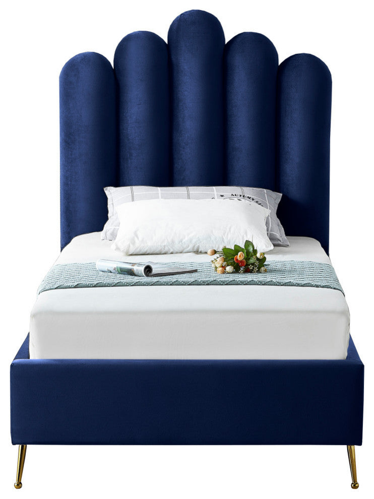 Lily Velvet Bed, Navy, Twin