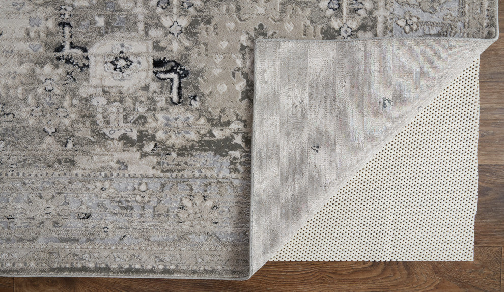 Weave & Wander Adana Metallic Rug, Ivory/Silver Gray, 5ft x 8ft Rug