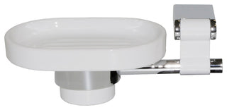 Iris Wall Soap Holder, Polished Chrome, White