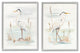 Elegant Heron Birds Cattails Plants In Water Painting, 2pc, each 11 x 14