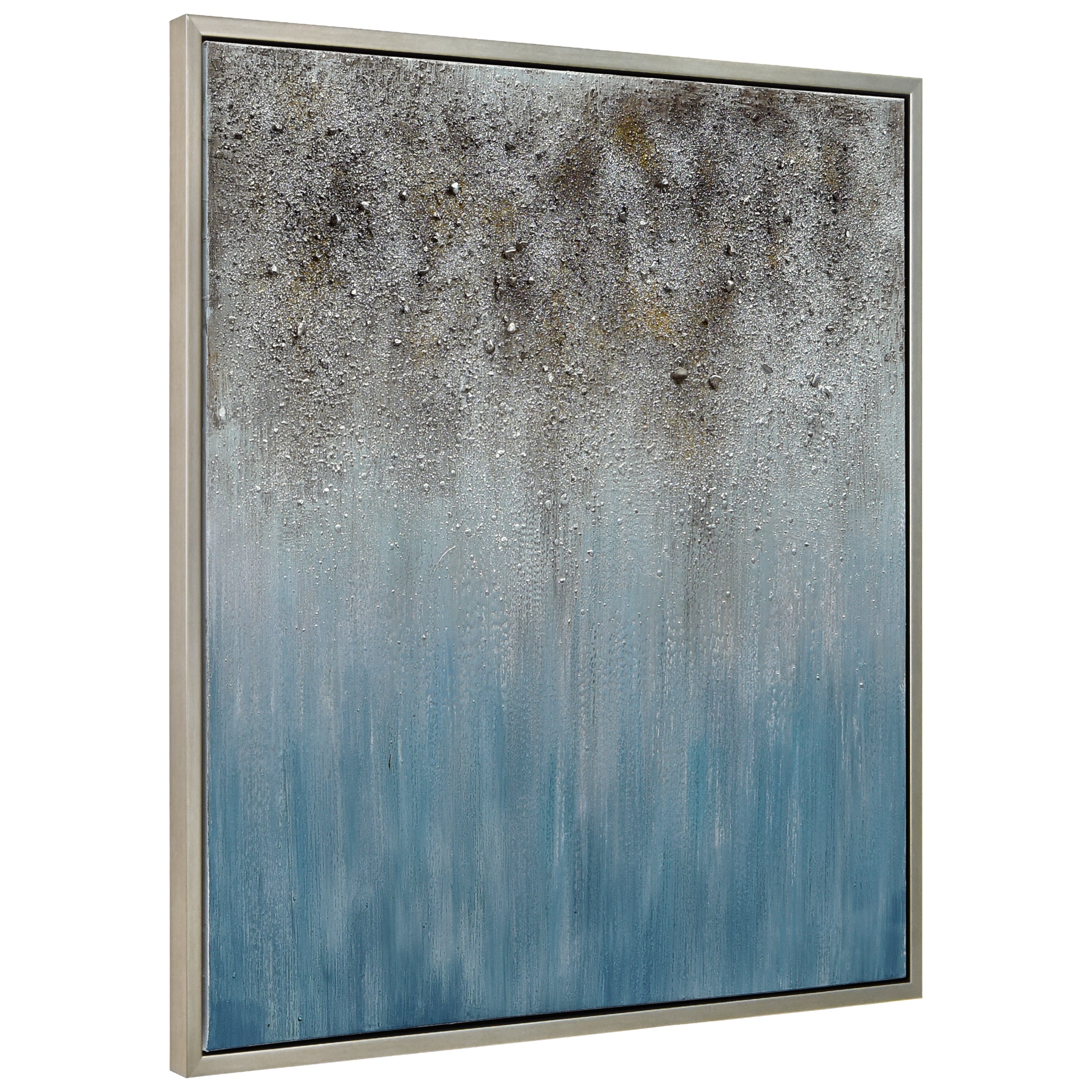 Blue Shadow Abstract Textured Metallic Hand Painted Wall Art by Martin Edwards