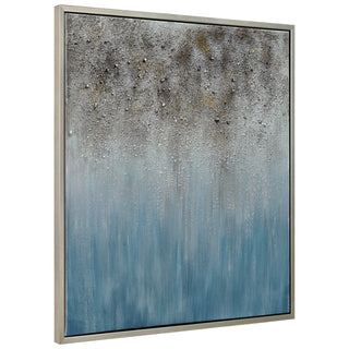 Blue Shadow Abstract Textured Metallic Hand Painted Wall Art by Martin Edwards