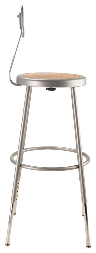 NPS 25"-33" Height Adjustable Heavy Duty Steel Stool With Backrest, Grey