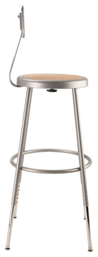 NPS 25"-33" Height Adjustable Heavy Duty Steel Stool With Backrest, Grey