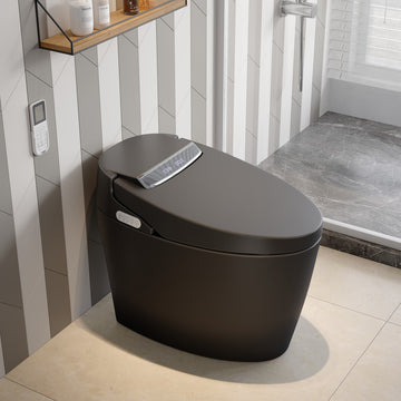 Modern Smart One-Piece 1.28 GPF Floor Mount Automatic Toilet & Bidet with Seat, Black, Automatic