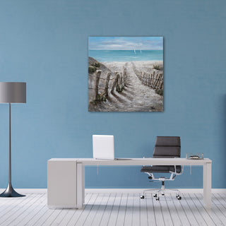 "Summer by the Beach" Hand Painted Canvas Art, 40"x40"