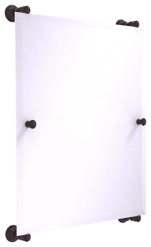 Carolina Frameless Rail Mounted Mirror, Antique Bronze