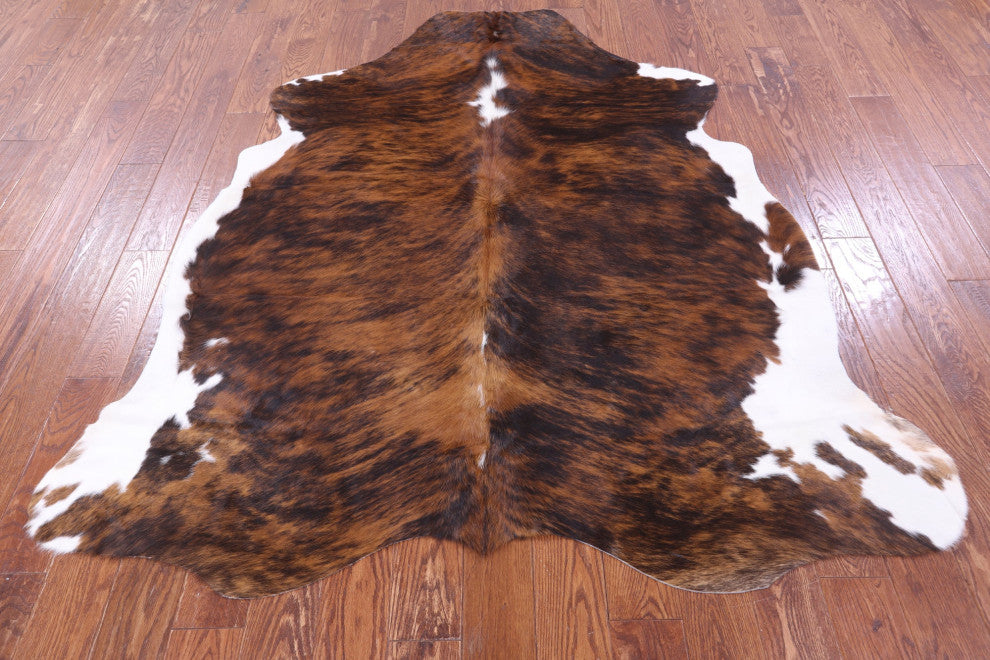 6' 7" X 6' 0" Brindle Natural Cowhide Rug C2363