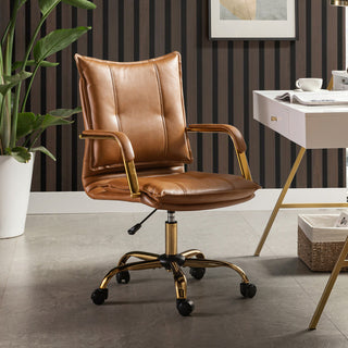 Modern Task Chair Office Swivel Chair with Tufed Back, Camel